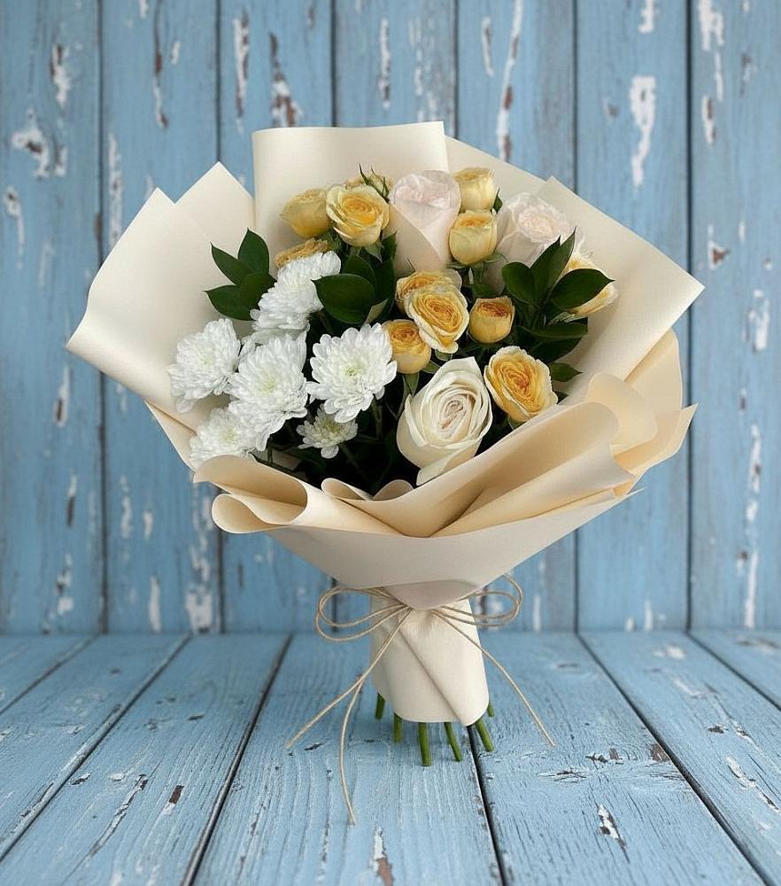 Букет цветов из: Розы и Хризантемы в Плеханово