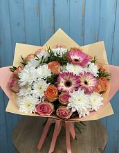 Букет цветов из:  Розы, Герберы и Хризантемы в Плеханово