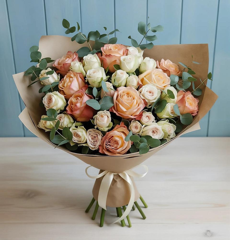 Букет цветов из: Альстромерии и Розы в Плеханово