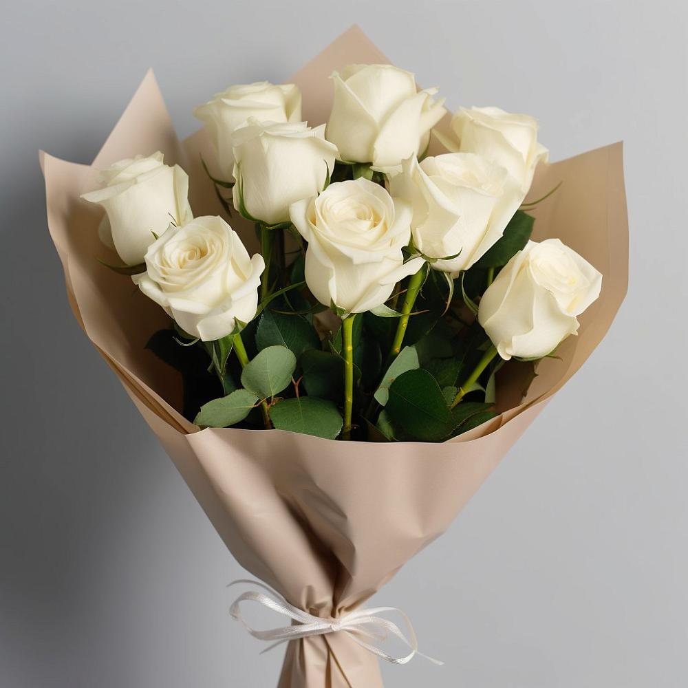 Букет 9 Белых роз Эдлесс Лав в Плеханово