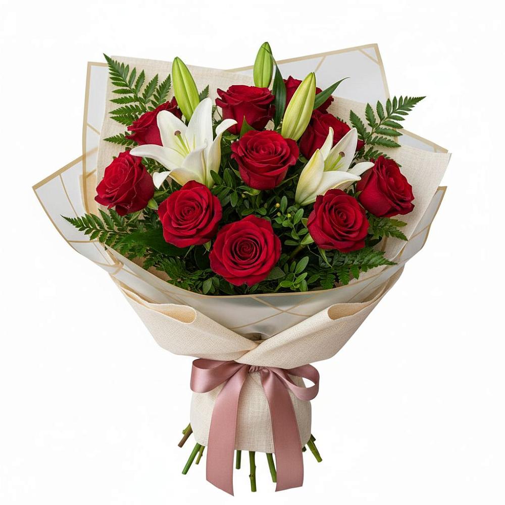 Букет цветов из: Лилии и Розы в Плеханово