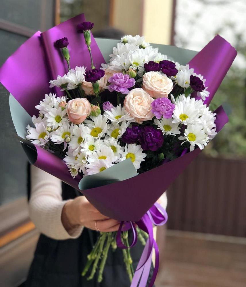 Букет цветов из: Хризантемы, Гвоздики и Розы в Плеханово