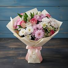 Букет цветов из:  Хризантемы, Альстромерии и Розы в Плеханово