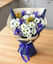 Букет цветов из:  Розы, Ирисы и Хризантемы в Плеханово