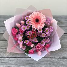 Букет цветов из:  Розы, Герберы и Хризантемы в Плеханово