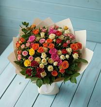Букет Микс из разноцветных кустовых роз в Плеханово
